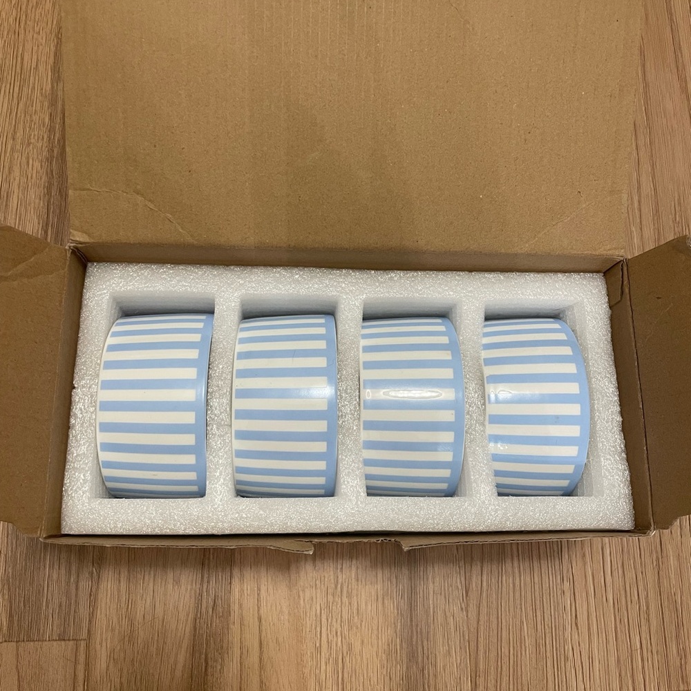 Roundhouse Set of Blue and White Striped Dipping Bowls